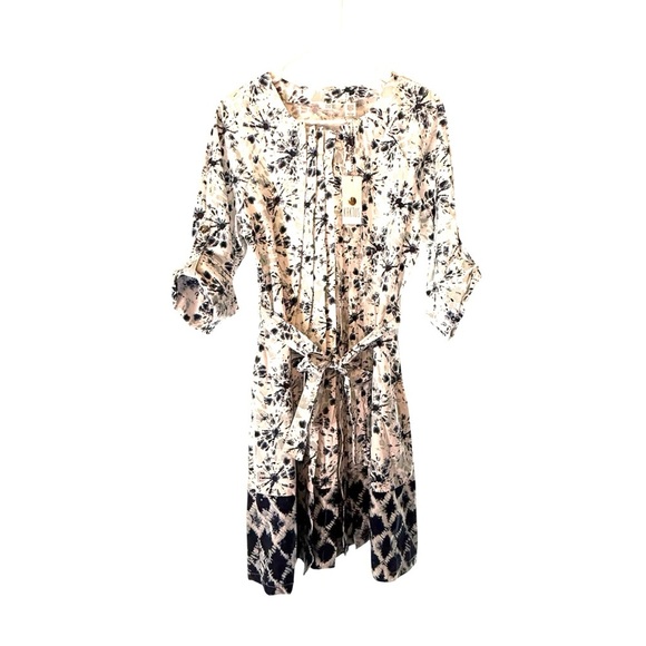 KAKTUS Hidden Placket Button Front Pleated Floral Print Dress with Belt, NWT, L - Picture 1 of 8